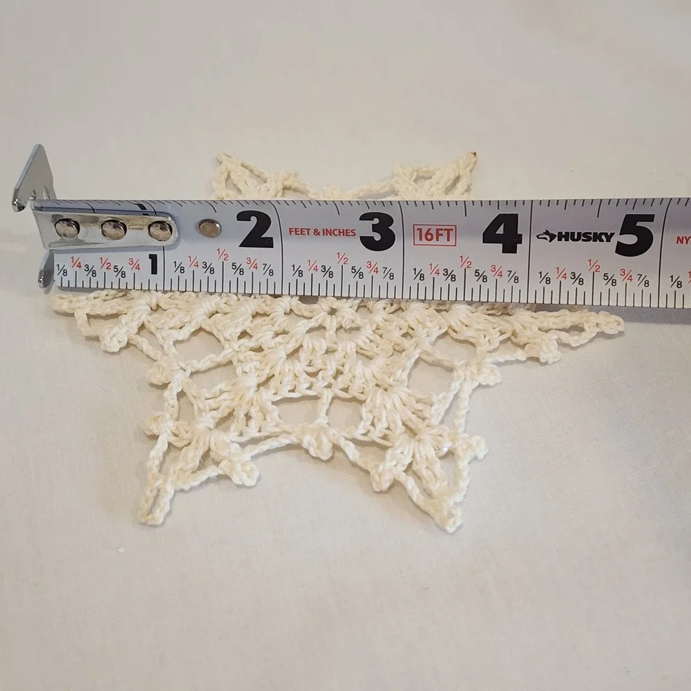 18 Vintage Handmade Crochet Snowflakes Angels Christmas Ornaments Cream Color